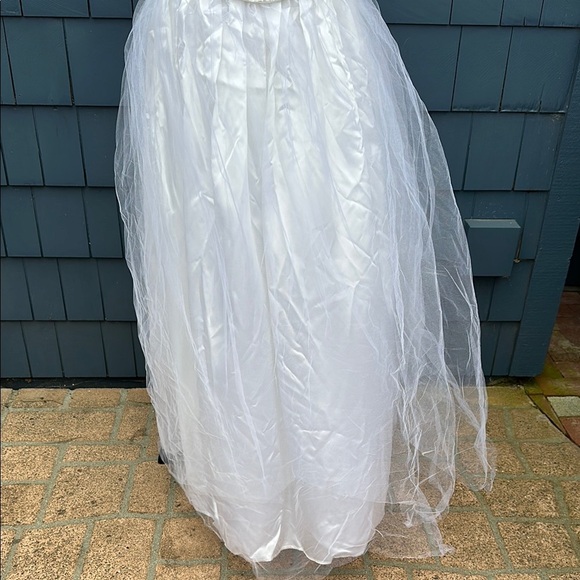 Vintage Jessica McClintock White Wedding Dress 3/4 corset top tulle Gunne Sax - Picture 5 of 11